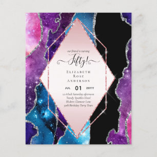 50th Birthday Party Invitations Glitter Glamour Flyer