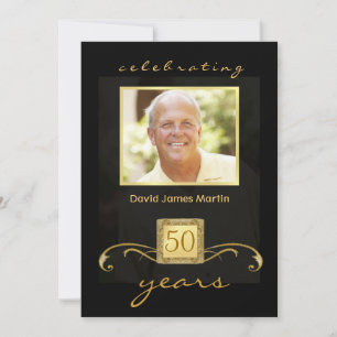 50th Birthday Party Invitations - Gold Monogram