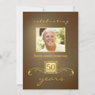50th Birthday Party Invitations - Gold Monogram