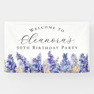 50th Birthday Party July Birth Flower Welcome Banner