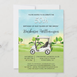 50th Birthday Party Lady Golfer Theme Invitation