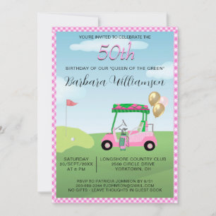 50th Birthday Party Lady Golfer Theme Invitation