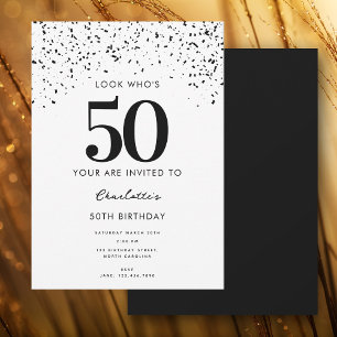 50th Birthday Party Look Who's 50 Modern  Invitation