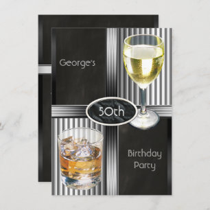 50th Birthday Party Mens Drinks Chalkboard Black Invitation