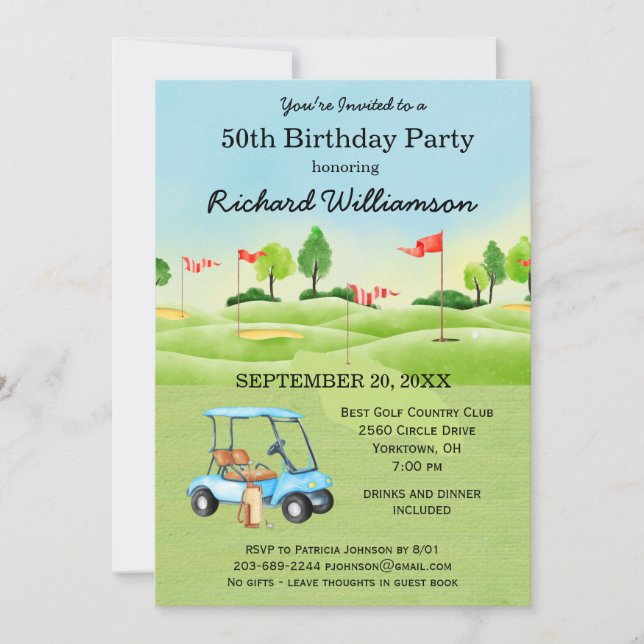 50th Birthday Party Men's Golf Theme Party   Invitation (Front)