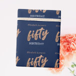 50th Birthday Party Modern Gold & Blue | Fifty Wrapping Paper<br><div class="desc">Celebrate a momentous occasion with our Modern Gold & Blue 50th Birthday Party collection. With a sleek and stylish design, this collection is perfect for any adult birthday party celebrating fifty years of life. The navy blue and gold colour scheme, along with elegant typography, exude sophistication and class, making it...</div>