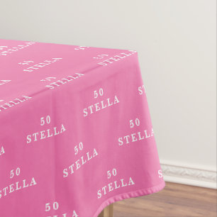 50th Birthday Party Name Pink Modern Pattern Tablecloth