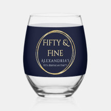 50th Birthday Party Navy Gold Fifty and Fine