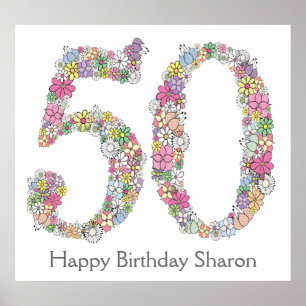50th Birthday Party Number Banner Poster (Large)