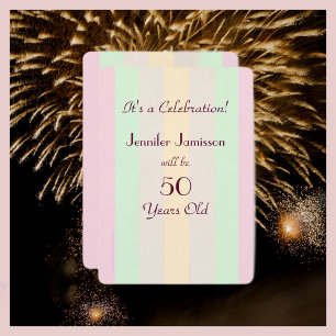50th Birthday Party Pastel Striped  Invitation