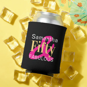 50th Birthday Party Personalised Fifty Fabulous Can Cooler