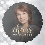 50th Birthday Party Photo Cheers Balloon<br><div class="desc">This custom 50th birthday balloon features the guest of honour's photo and birthday,  along with the word "Cheers" in elegant gold-coloured calligraphy script. A dark screen helps make the text pop. A great way to celebrate someone who's turning fifty!</div>