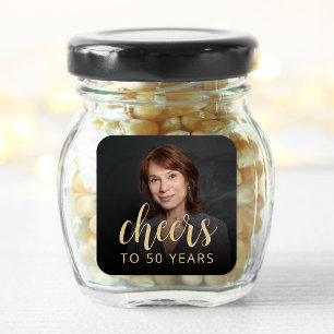 50th Birthday Party Photo Cheers Square Sticker