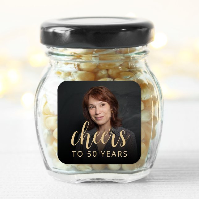 50th Birthday Party Photo Cheers Square Sticker (Creator Uploaded)
