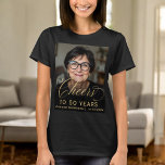 50th Birthday Party Photo Gold Script Cheers  T-Shirt<br><div class="desc">Celebrate in style with this 50th birthday photo gold script "Cheers" T-shirt. Customisable with a personal photo and featuring elegant gold script,  this trendy tee is the perfect combination of comfort and sophistication. A great keepsake and party attire for friends and family to commemorate the special occasion!</div>