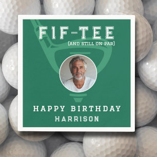 50th Birthday Party Photo Modern Golf Green Napkin