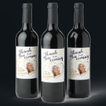 50th Birthday Party Photo White and Gold Thank You Wine Label<br><div class="desc">Create unique white and gold Thank You wine labels for the 50th birthday party favours with an elegant design that features a photo in a heart shape frame, the name, and the fiftieth milestone. Use the template to type your first and last name and add a photo. The first and...</div>