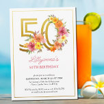 50th Birthday Party Pretty Floral Gold Number 50 Invitation<br><div class="desc">50th birthday party invitation with gold number 50 decorated with pretty flowers. Feminine and elegant design with watercolor floral arrangements in shades of pink yellow orange and purple. Perfect for 50th birthday celebration,  spring or summer birthday lunch,  garden tea party etc.</div>