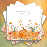 50th Birthday Party Pumpkin Wildflower Custom Napkin<br><div class="desc">Fall pumpkins are nestled in delicate golden yellow and orange wildflowers to create an elegant aesthetic. All of the text is editable so you can easily craft your own special mood.</div>