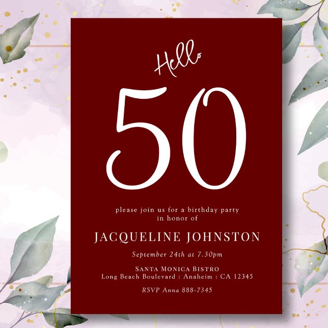 50th Birthday Party Red And White Invitation (Creator Uploaded)