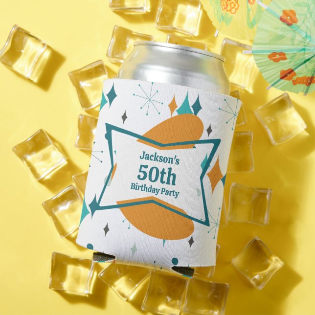 50th Birthday Party Retro Mid Century Any Age Can Cooler (In Situ Summer)