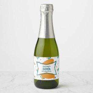 50th Birthday Party Retro Mid Century Any Age Sparkling Wine Label