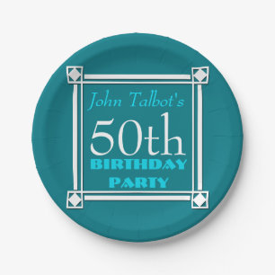 50th birthday Party Retro W Frame paper Plates