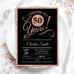 50th Birthday Party - Rose Gold Black ANY AGE Invitation<br><div class="desc">50th birthday party invitation for women. Elegant invite card in black with faux glitter rose gold foil. Features typography script font. Cheers to 50 years! Can be personalised into any year. Perfect for a milestone adult bday celebration.</div>