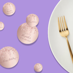 50th birthday party rose gold glitter drips pink confetti