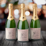 50th Birthday Party Rose Gold Glitter Sparkling Wine Label<br><div class="desc">Celebrate her fiftieth birthday in style with these elegant and chic personalised sparkling wine labels. "50 & Fabulous" is written in stylish script against a rose gold background,  with rose gold faux glitter dripping from the top. Personalise with her name and the party date.</div>