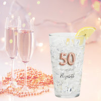 50th birthday party rose gold name