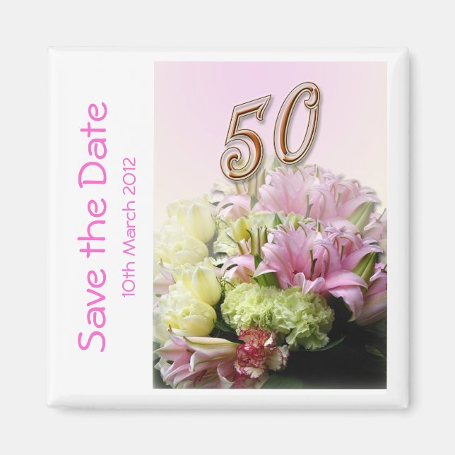 50th birthday party Save the Date Magnet (Front)