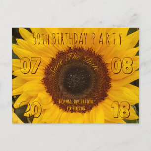 50th Birthday Party Save The Date Sunflower Announcement Postcard