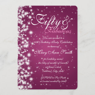 50th Birthday Party Sparkle Pink Invitation