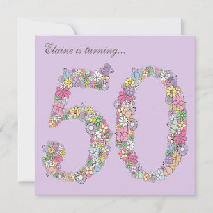 50th Birthday Party Spring Blooms Custom Invites