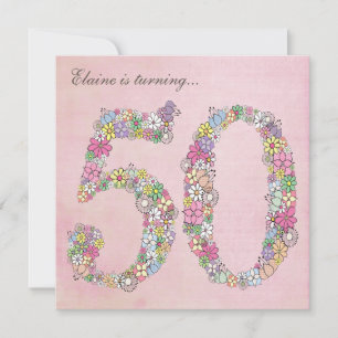 50th Birthday Party Spring Blooms Custom Invites