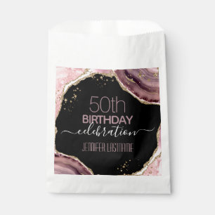 50th Birthday Party Stone and Gold Favour Bags