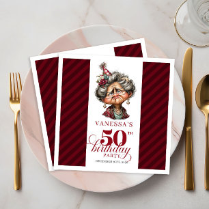 50th Birthday Party Supplies Funny Old Lady Paper  Napkin