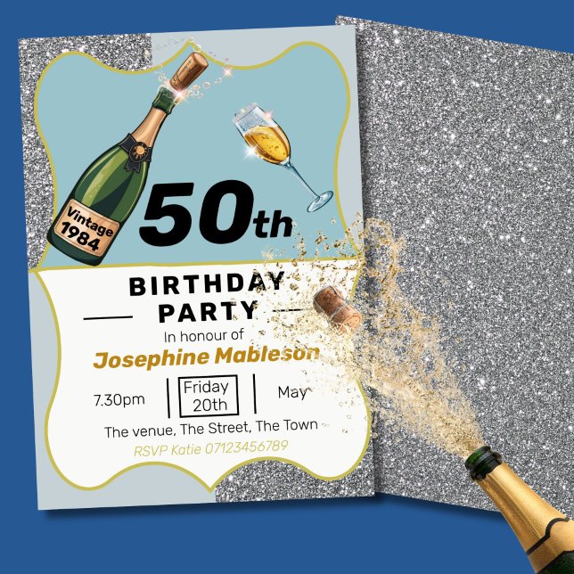 50th birthday party vintage style invitation (Creator Uploaded)