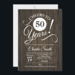 50th Birthday Party with Wood Pattern Invitation<br><div class="desc">50th Birthday Party Invitation with wood pattern. Cheers to 50 years!
Please message us if you need further customisation.</div>