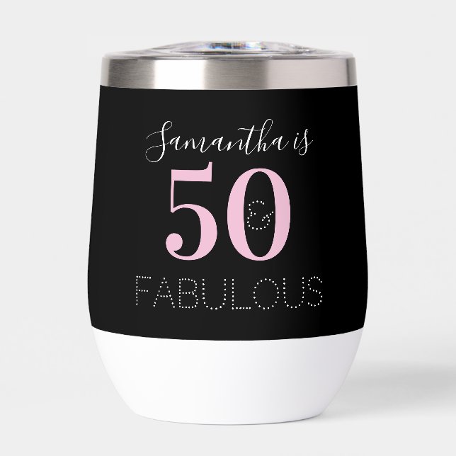 50th Birthday Personalised Black Pink White (Front)
