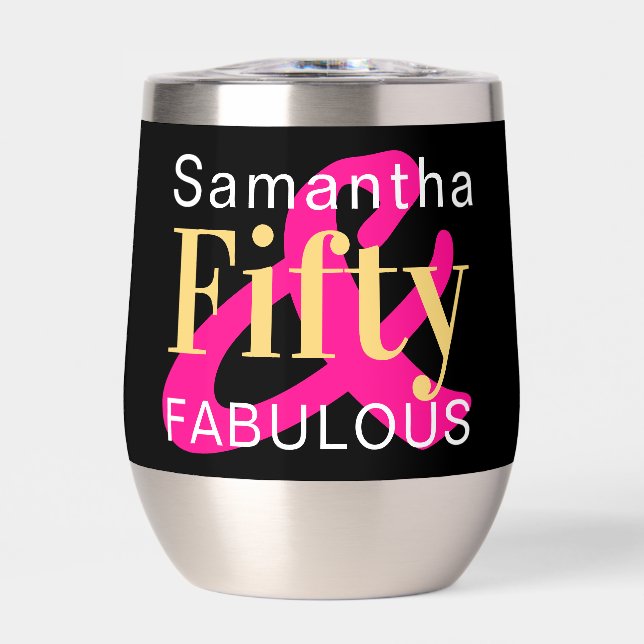 50th Birthday Personalised Fifty Fabulous Hot Pink (Front)