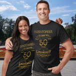 50th Birthday Personalised Men Black And Gold T-Shirt<br><div class="desc">A vintage birthday T-shirt with a heartfelt message. Add the name and change the year using the template.</div>