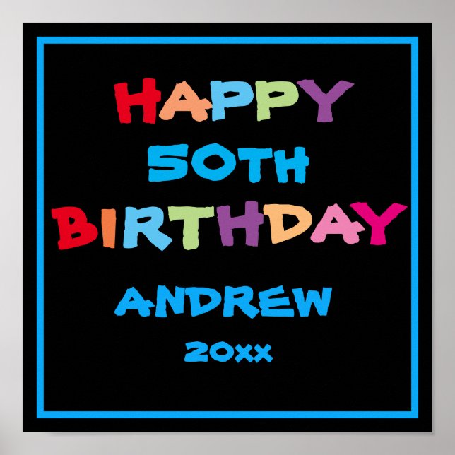 50th Birthday Personalised Name Welcome Poster (Front)