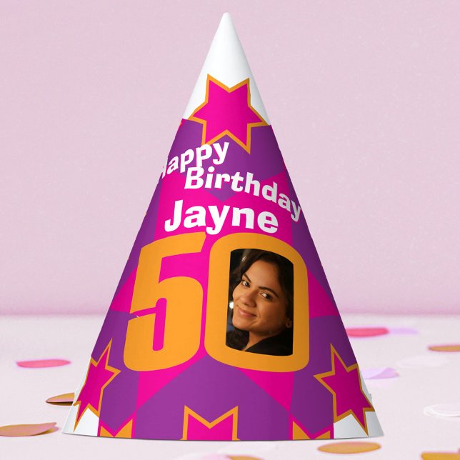 50th birthday personalised photo star name hat (Creator Uploaded)