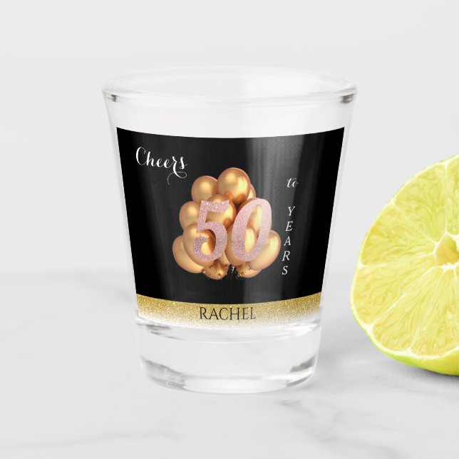 50th Birthday Personalised Shot Glass (Front)