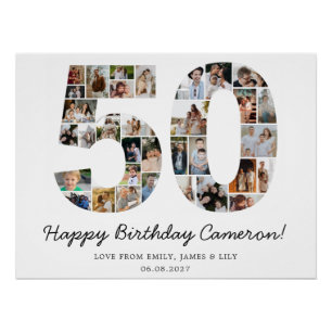 50th Birthday Photo Collage 50th Birthday Gift Poster