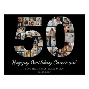 50th Birthday Photo Collage   50th Birthday Gift Poster