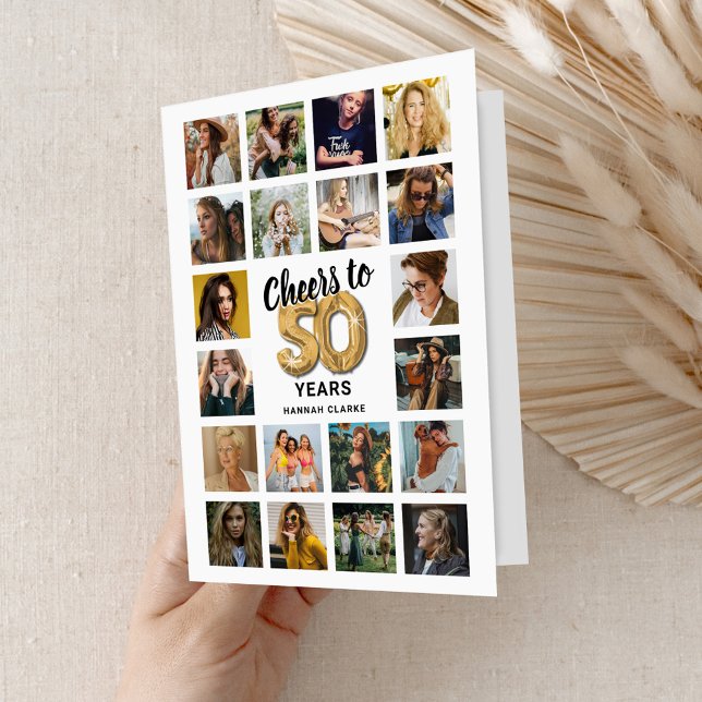 50th Birthday Photo Collage Card (Creator Uploaded)