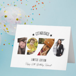 50th birthday Photo Collage established 1976 Thank You Card